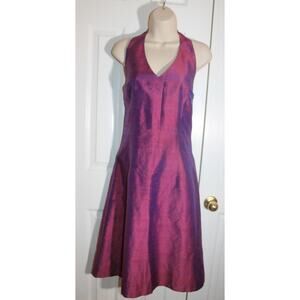 Kimera Purple Shantung Halter Dress sz M